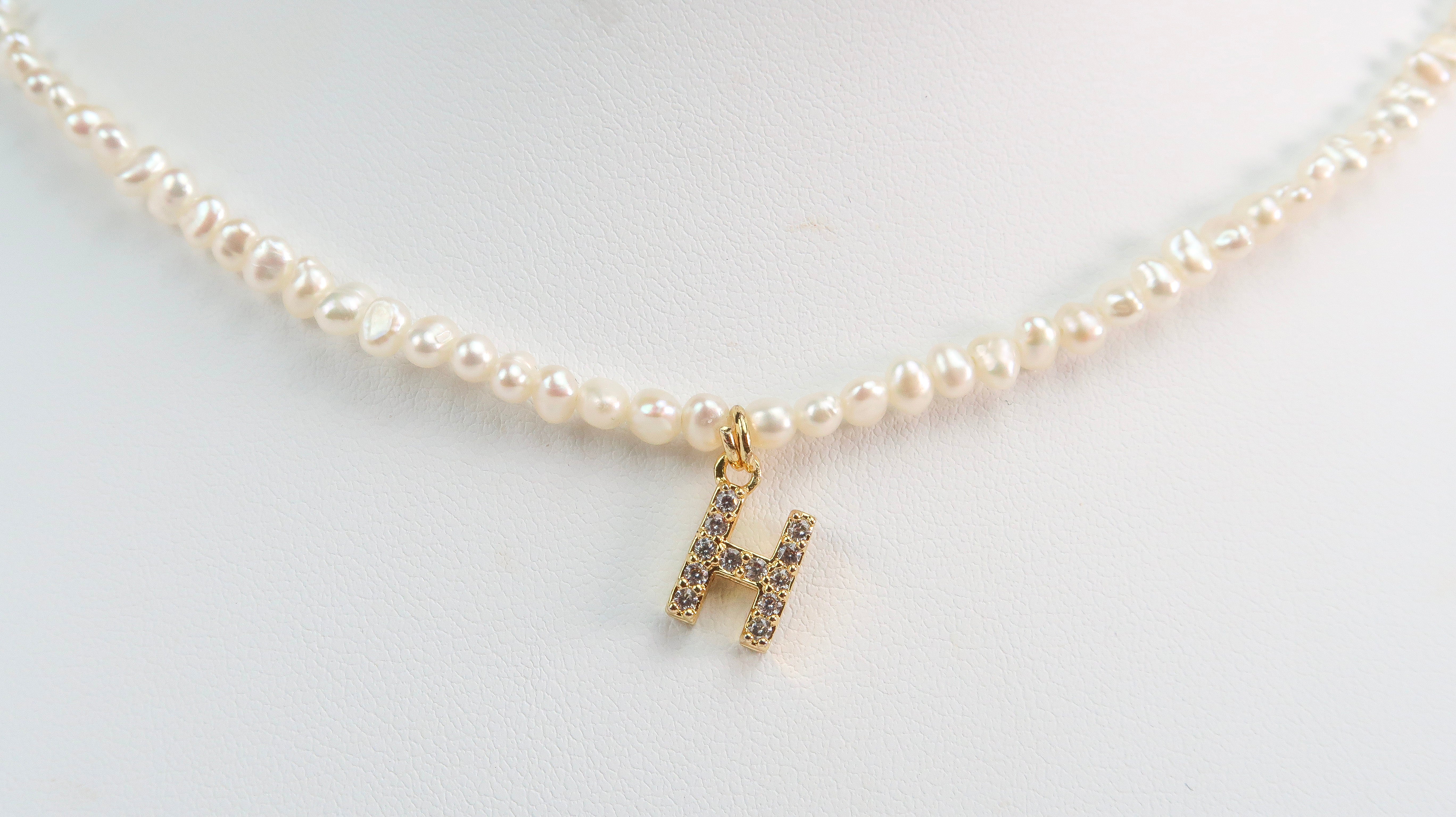 H Necklace with Cubic Letter