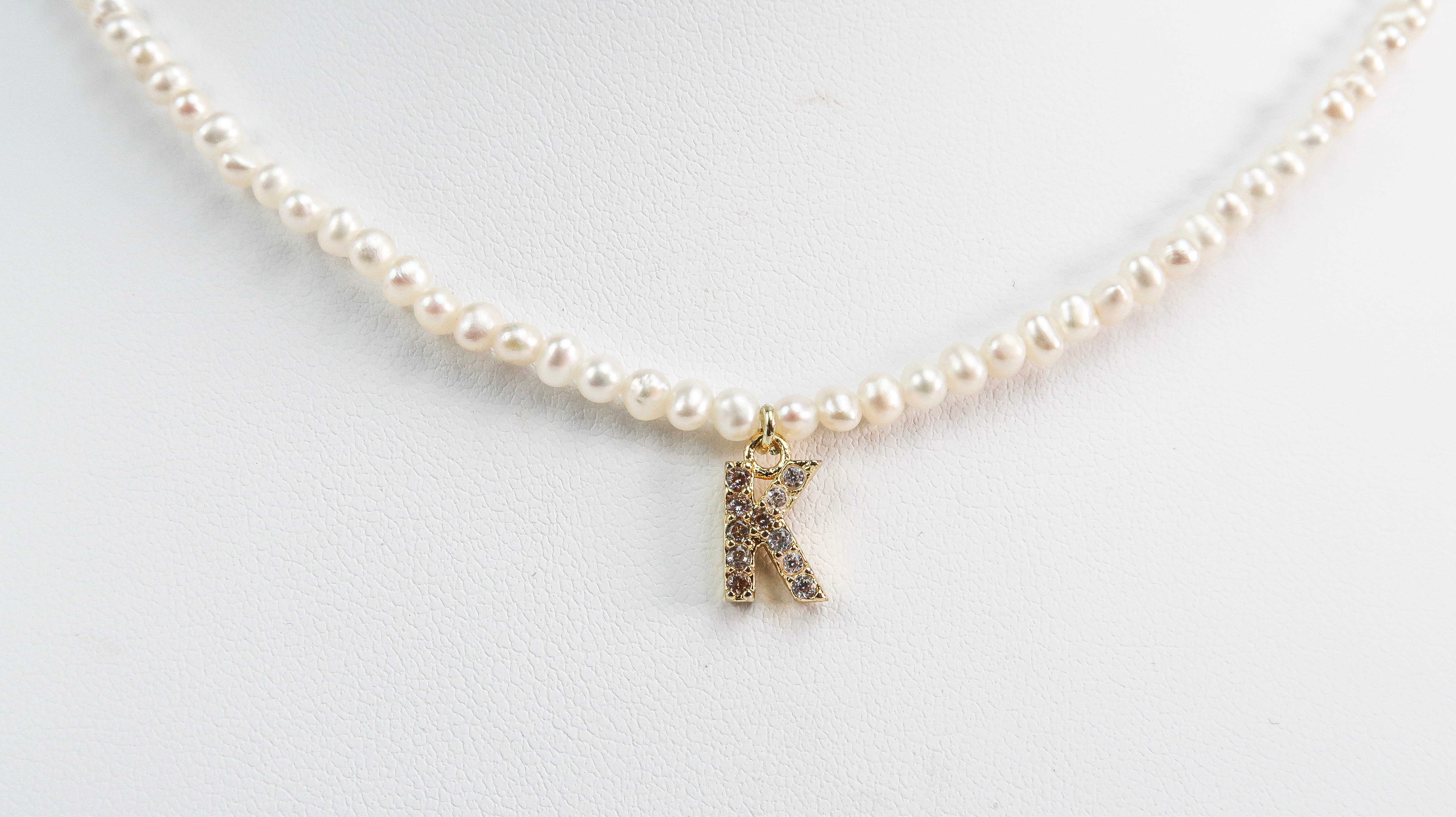 K Necklace with Cubic letter
