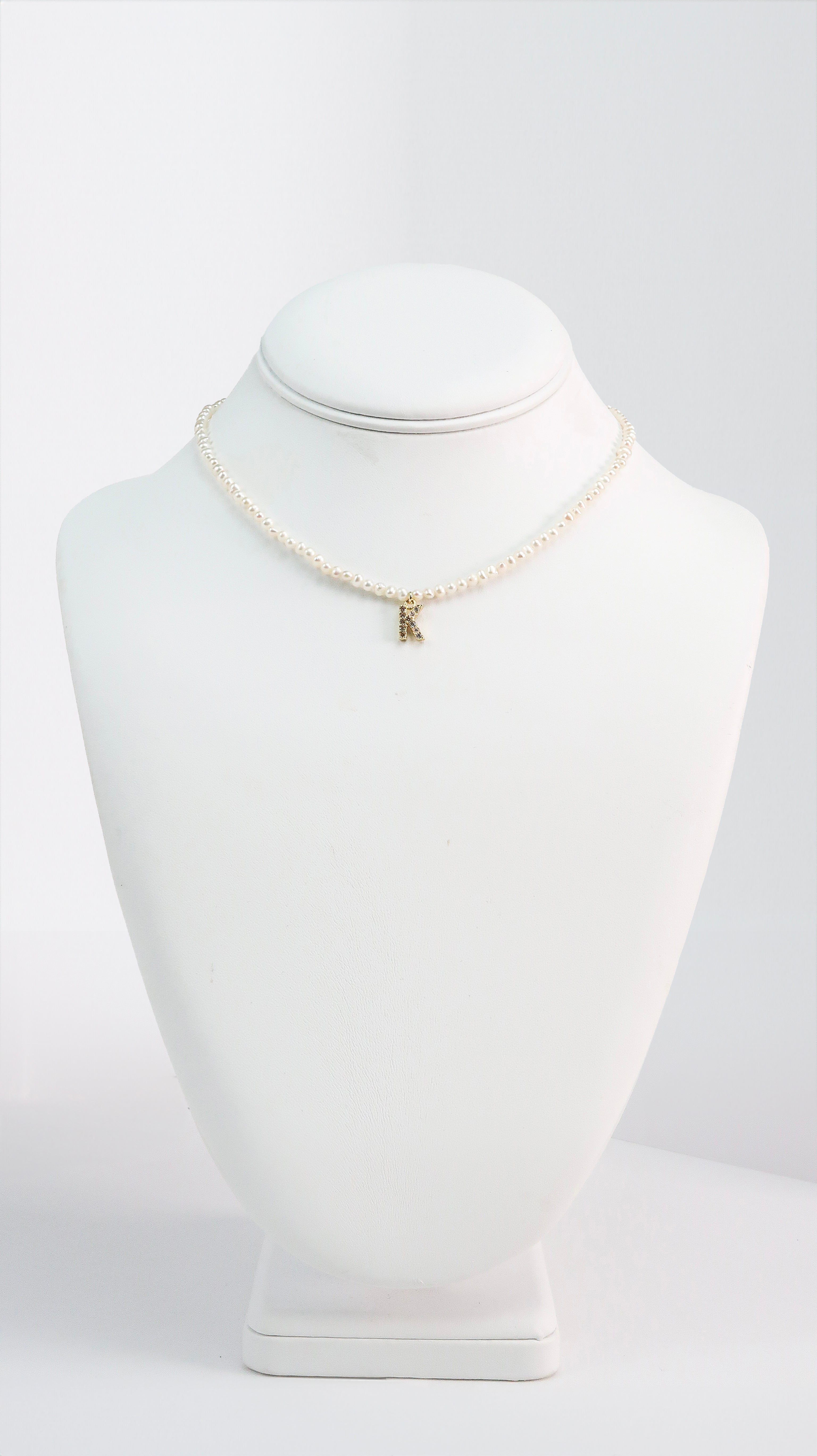 K Necklace with Cubic letter