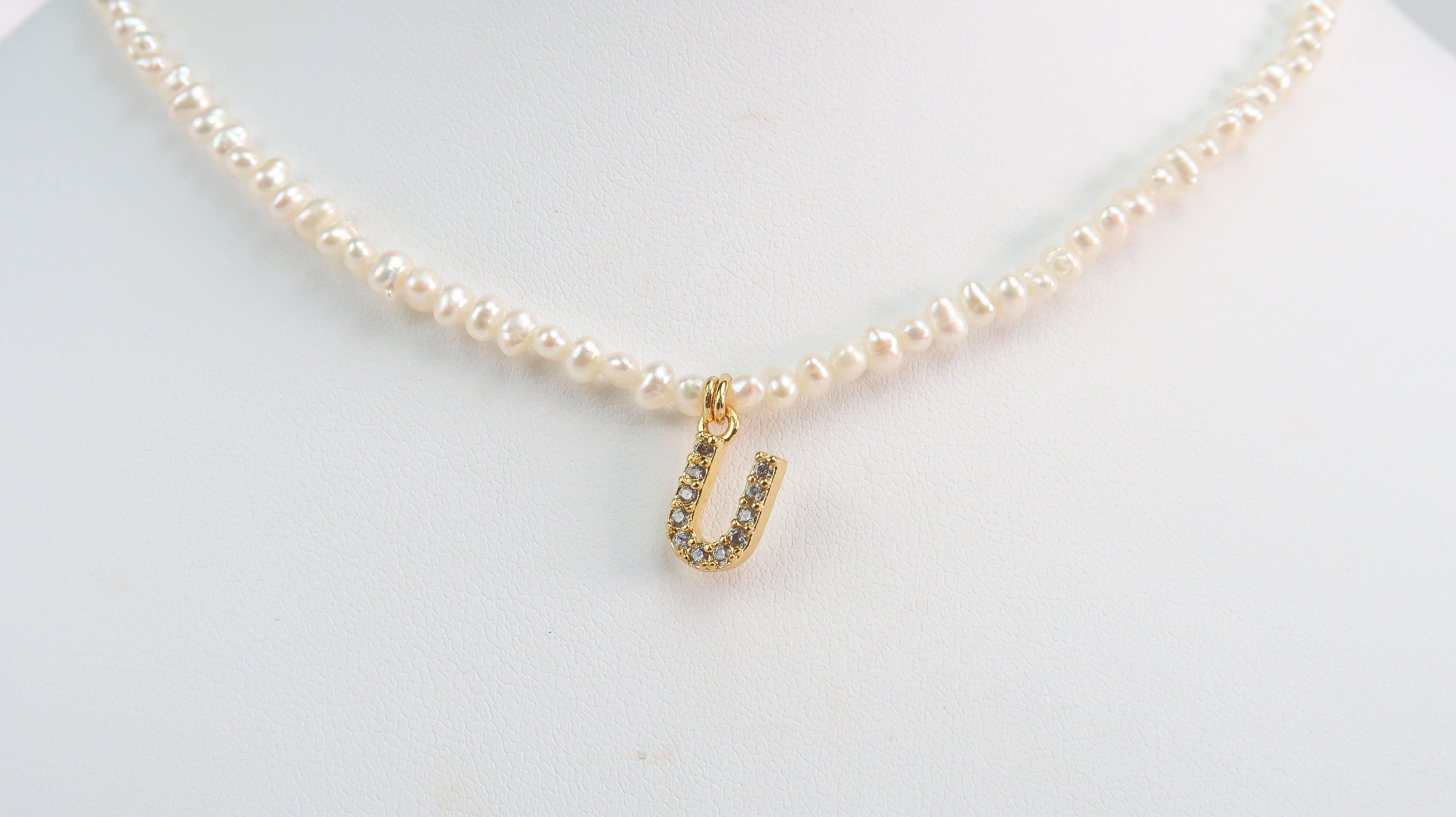 U Necklace with Cubic Letter