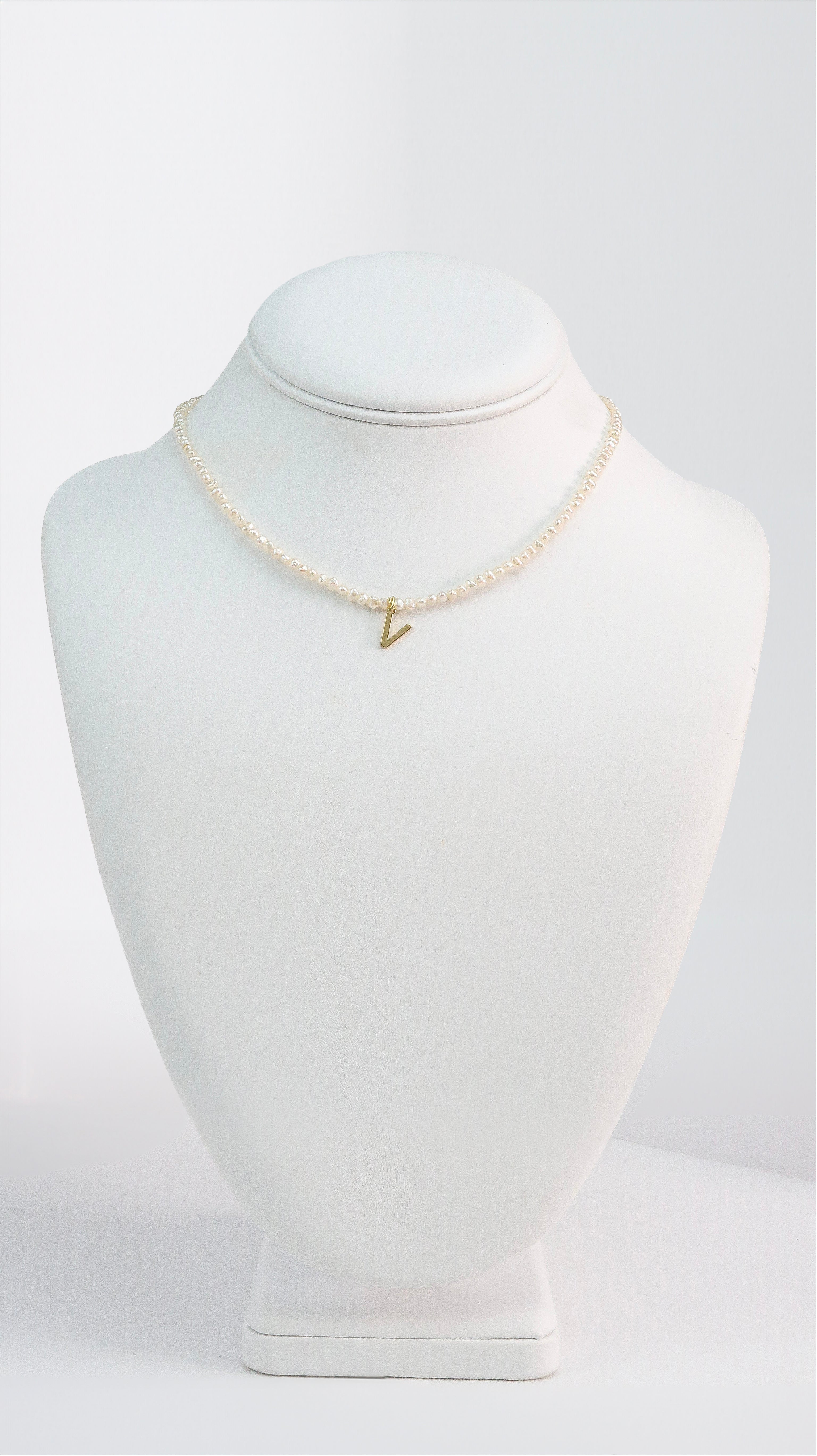 V Necklace with Gold Plated Letter